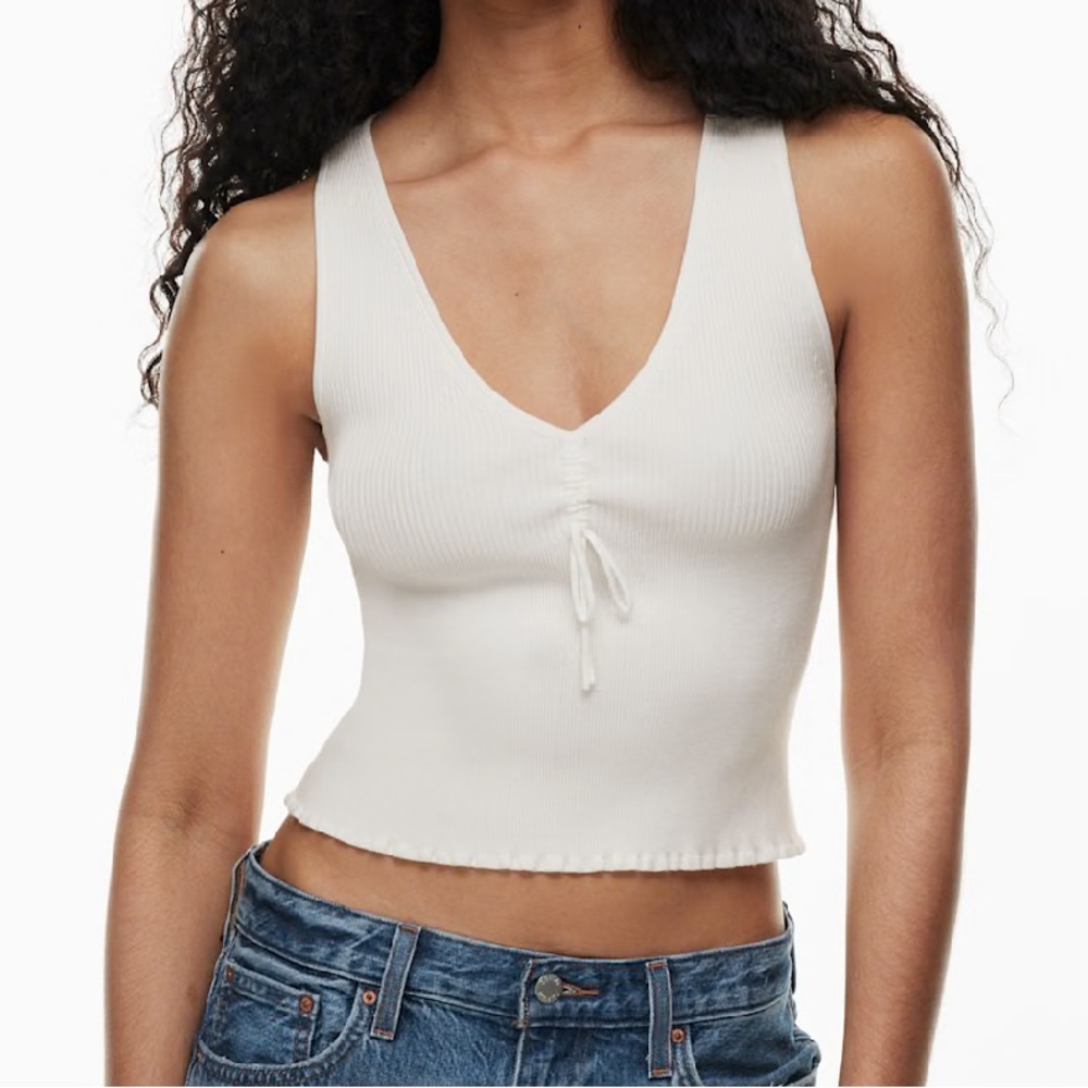 NWOT Aritzia Wilfred Agostino Top, white cream ribbed sleeveless top, size S